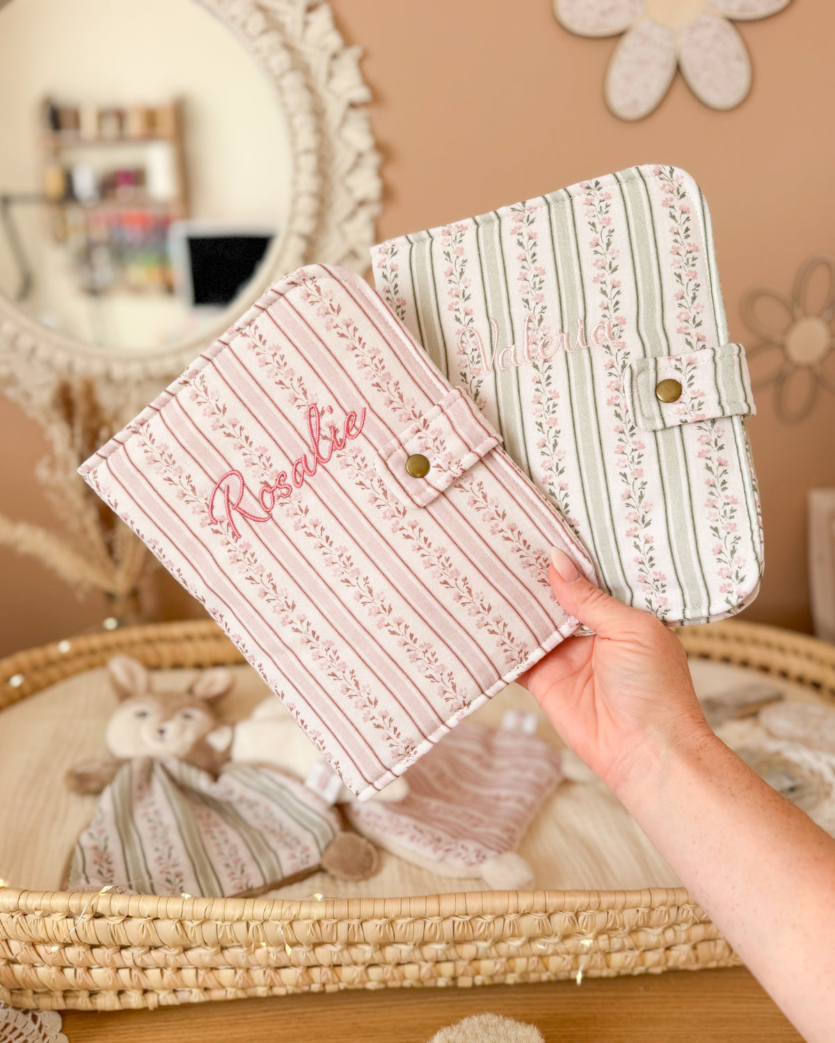 Protège carnet de santé - Rayures Vintage 🌸