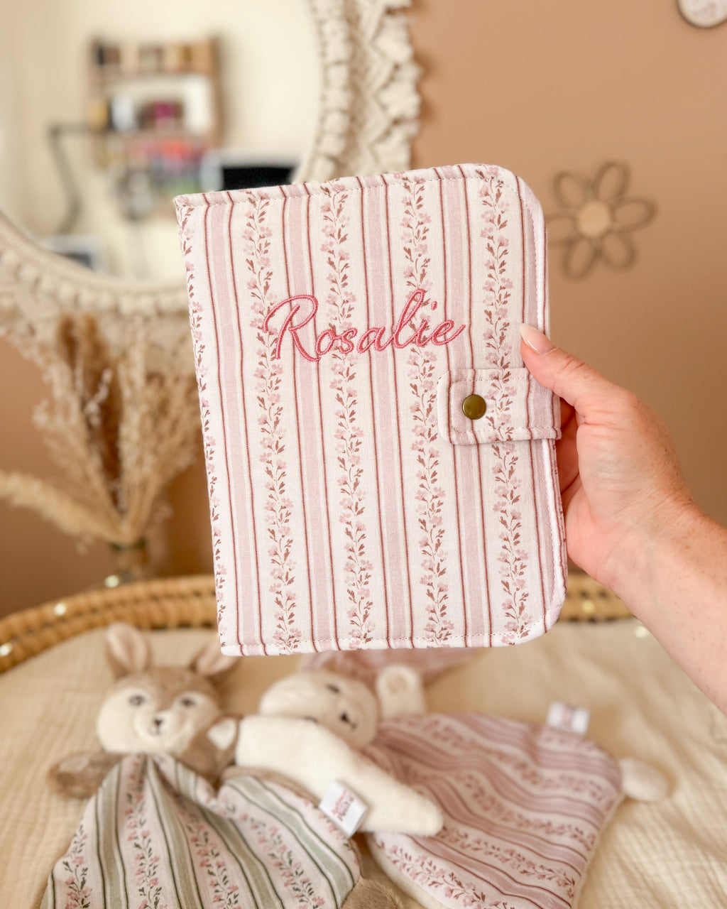 Protège carnet de santé - Rayures Vintage 🌸