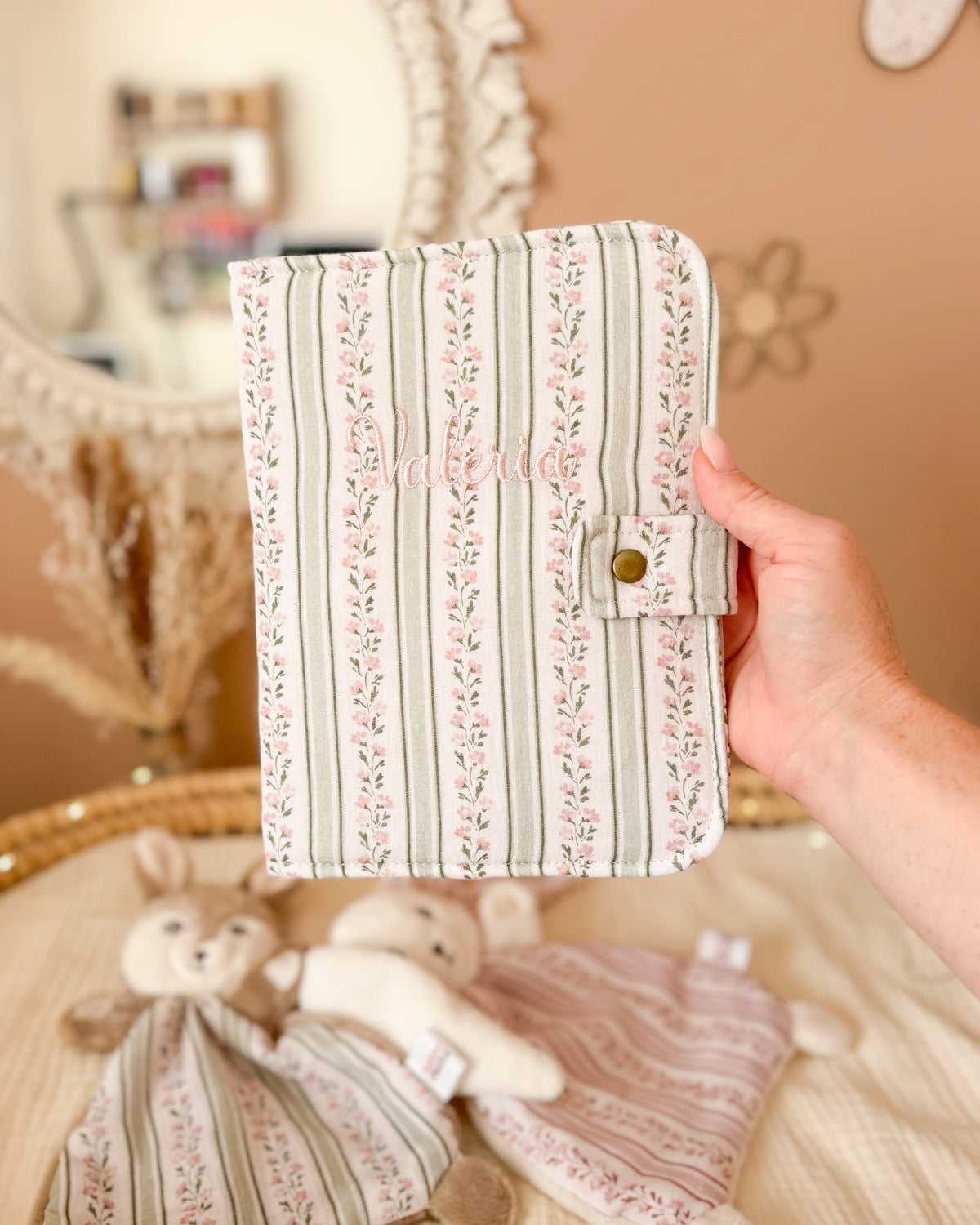 Protège carnet de santé - Rayures Vintage 🌸